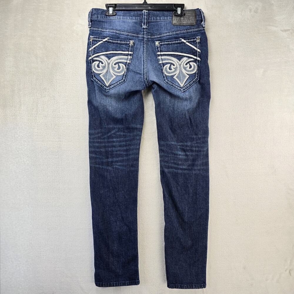 Affliction Jeans Mens 32 (Fits 34x32) Blue Gage Straight Leg Embroidered Denim